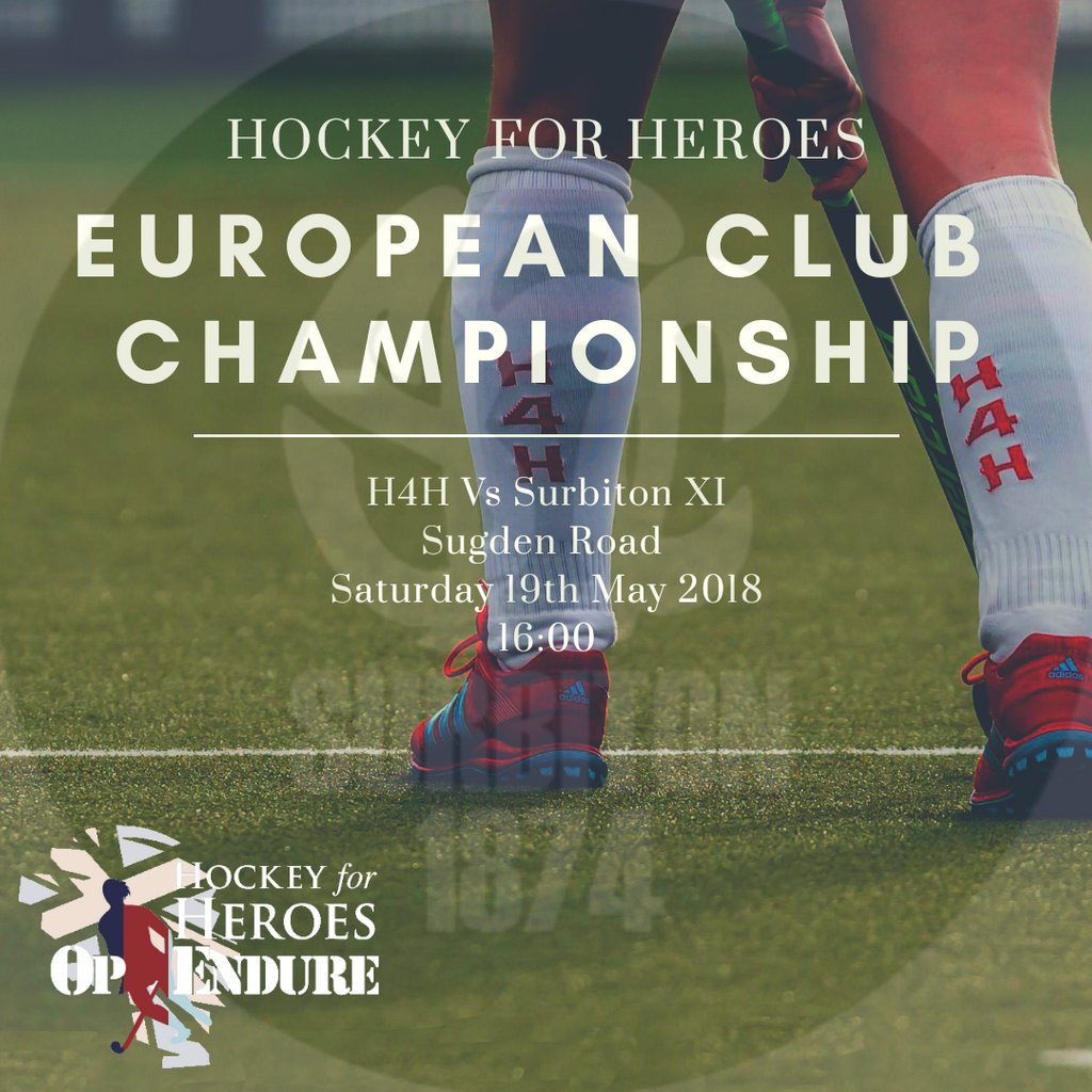hockey_4_heroes's tweet photo. We're delighted to announce that @hockey_4_heroes will be at the @eurohockeyorg #EHCC2018 As our ladies under go final preps for#OpEndure

We will be lining up against a @surbitonhc XI on Sat 19th May at 1600

Championship tickets available at https://t.co/apWHDDkH7f https://t.co/GyozdvJsSp