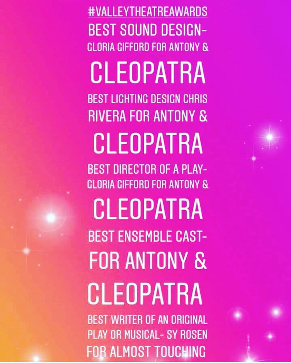 thelucywalsh's tweet photo. Congratulations to our theatre company for all the award nominations! 💕🥂🌹🥂💕#AntonyAndCleopatra #AlmostTouching @GloriaGifford https://t.co/rObS04oCTw
