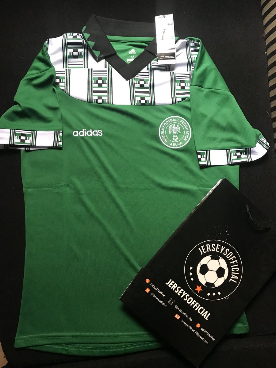Blvck_skinhead's tweet photo. The USA 94 Nigerian home jersey is also available but only in size small and medium. And this is also limited. Hit me up or @JerseysOfficial to get one. https://t.co/tE0LI0kIdo