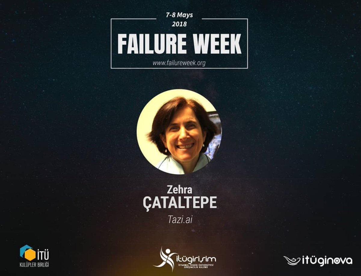 failureweek's tweet photo. Girişimciler panelinde deneyimlerini bizimle paylaşacak olan çok değerli konuşmacımız, @itu1773 'ün grişimci profesörü Zehra Cataltepe, bir yapay zeka ürün şirketi olan @tazi_ai eş-kurucusudur.

#failureweek #korkmacuvalla  #ArtificialIntelligence https://t.co/xNXnh71fsv