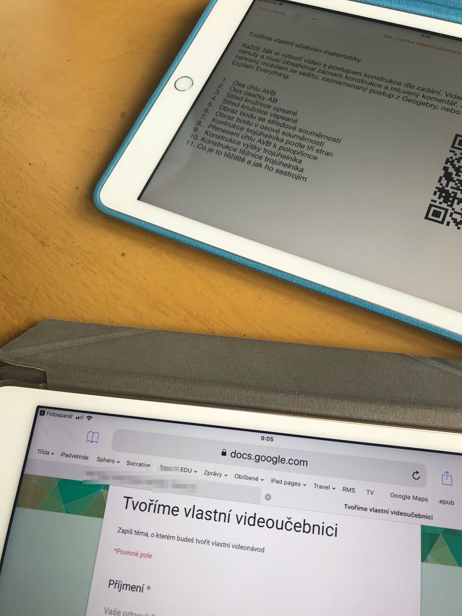 Libor_Klubal's tweet photo. Pokračujeme v tvorbě naší videoučebnice. Dnes si každý šesťák vybere téma a zadá ho pomocí QR kódu do společné tabulky. A zbytek hodiny zkouší nahrávat. #zsstitina #mathipad #ipaded #ucimemoderne #iskolstvi https://t.co/CRSBDCtPHS