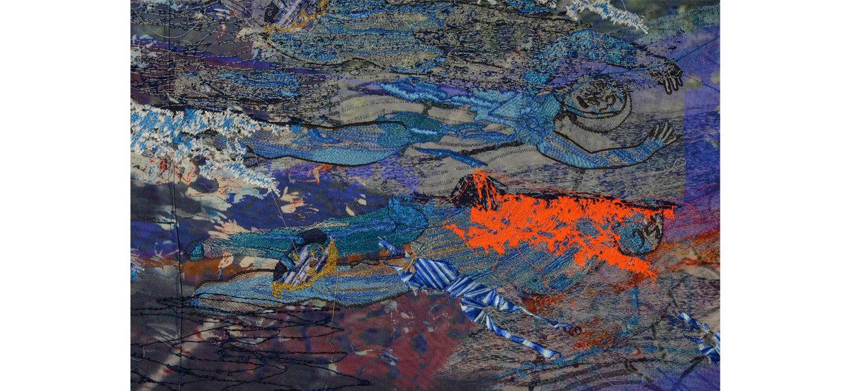 WhitworthArt's tweet image. OPENS 1 SEPTEMBER: Alice Kettle: Thread Bearing Witness - a major new series of large textiles and other works that consider cultural heritage, refugee displacement and movement: ow.ly/3dNt30jKyBb