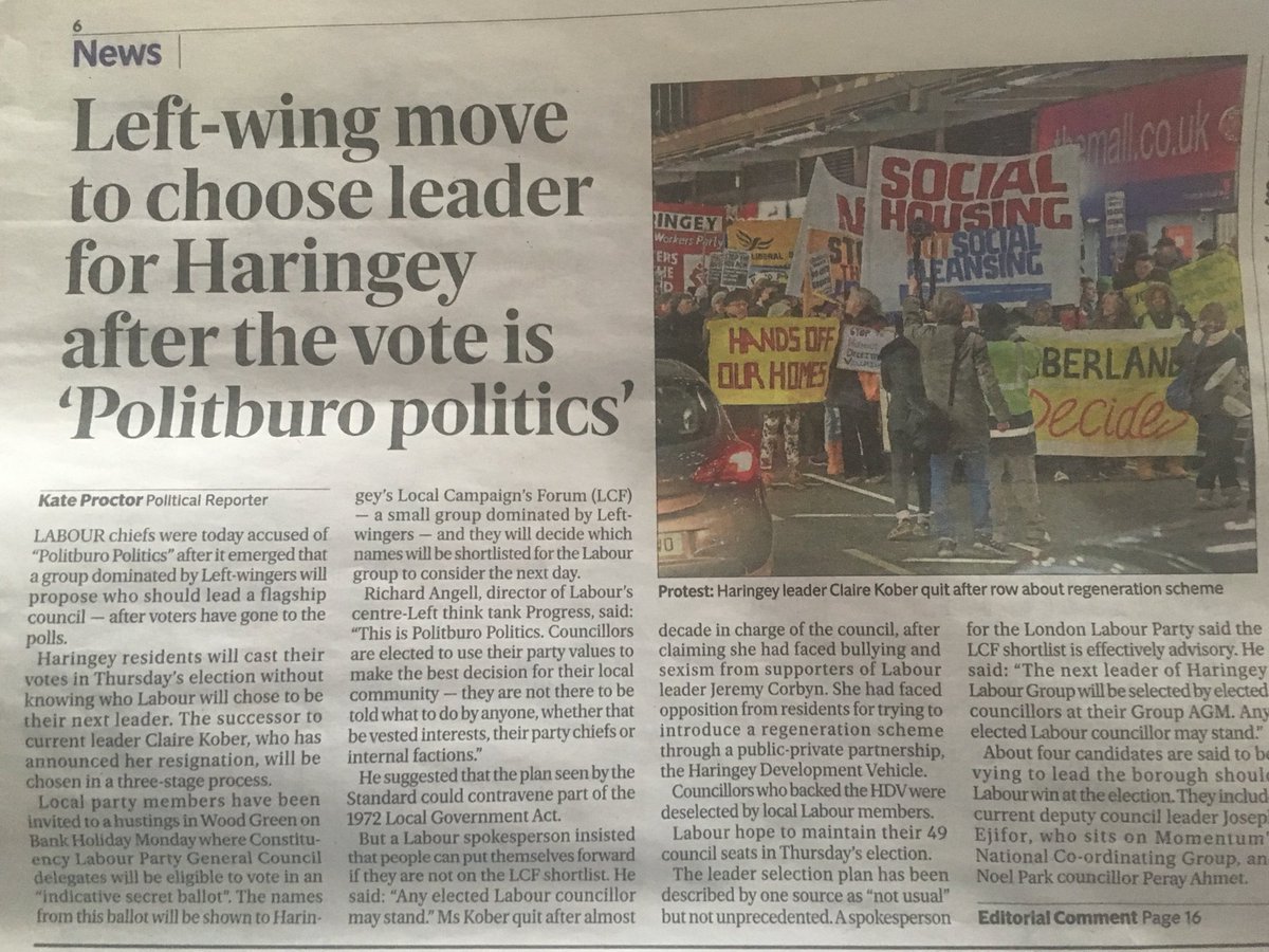 GregHands's tweet photo. Those considering voting Labour in London tomorrow should look at what’s happening in Haringey. Do we want this “Politburo Politics” &amp; Hard Left takeovers in our Town Halls? No thanks. #VoteConservative https://t.co/xAt0RZPo52
