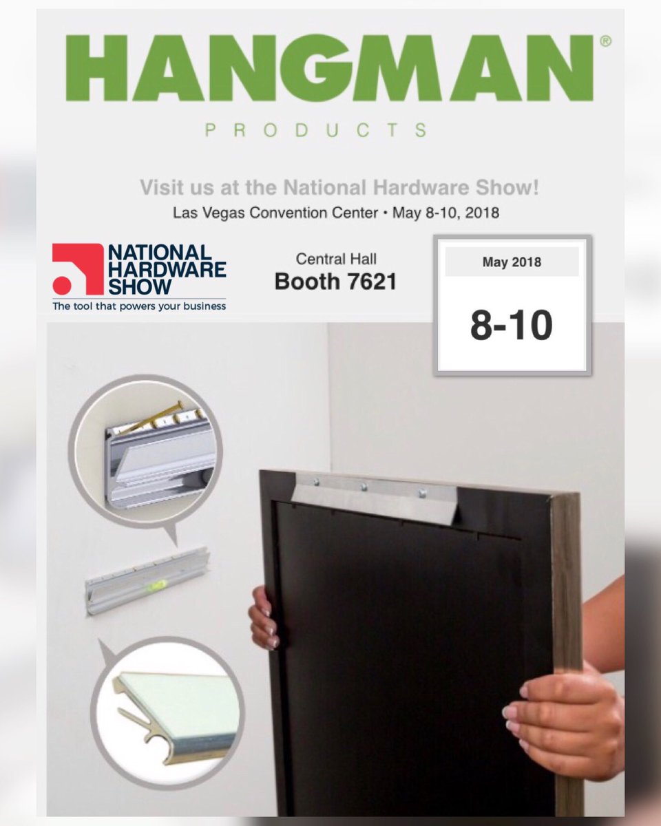 hangmanproducts's tweet photo. You're Invited! Come to Booth 7621 at @nationalhardwareshow in Las Vegas May 8 - 10, 2018 to see our full line and extended programs! Add us to your show planner: https://t.co/Uj7tjdoHbA #nhs2018 #lasvegas #nhsshow #hardware #tools #outdoor #gardening #exhibitor #hangitlikeapro https://t.co/QlqkJOnsO7