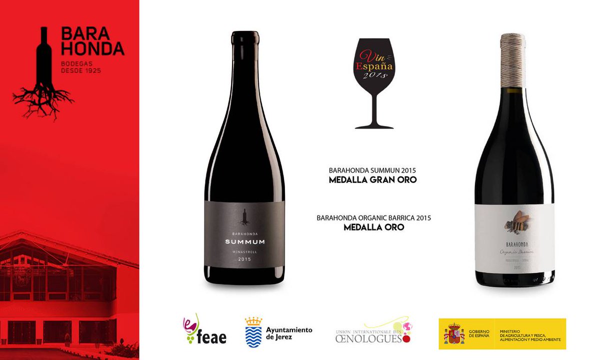 Los 🍷Summun 2015 y Organic Barrica 2015 de Bodegas @BarahondaYecla premiados en Vinespaña 2018.
Ven a conocer la bodega y catar sus vinos: rutadelvinoyecla.com/es/enoturismo-…

@YeclaVino #Yecla
