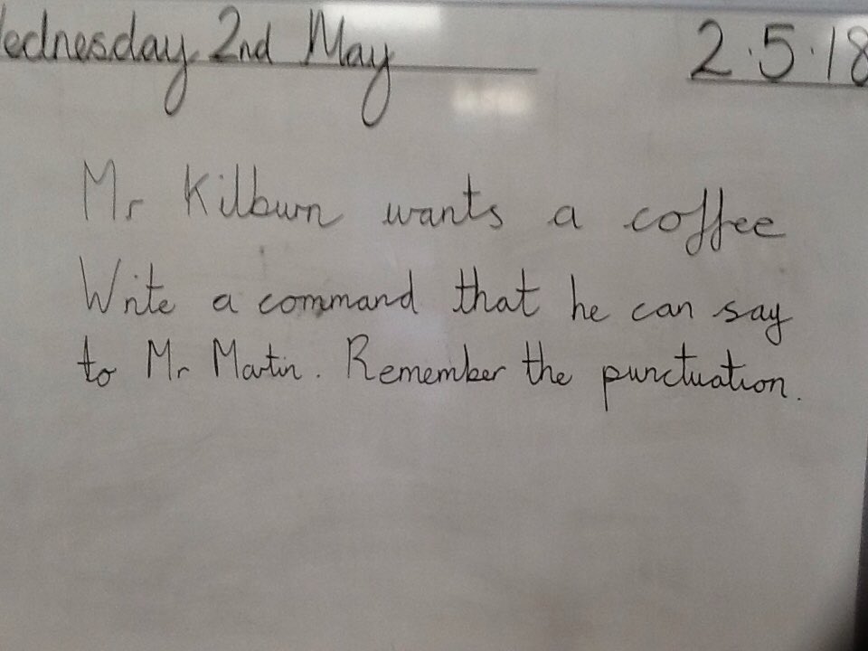 MrKilburnsClass's tweet photo. Sentence type work for the children. Inference for Mr Martin ☕️☕️☕️👍 https://t.co/Jw7ASrV48k