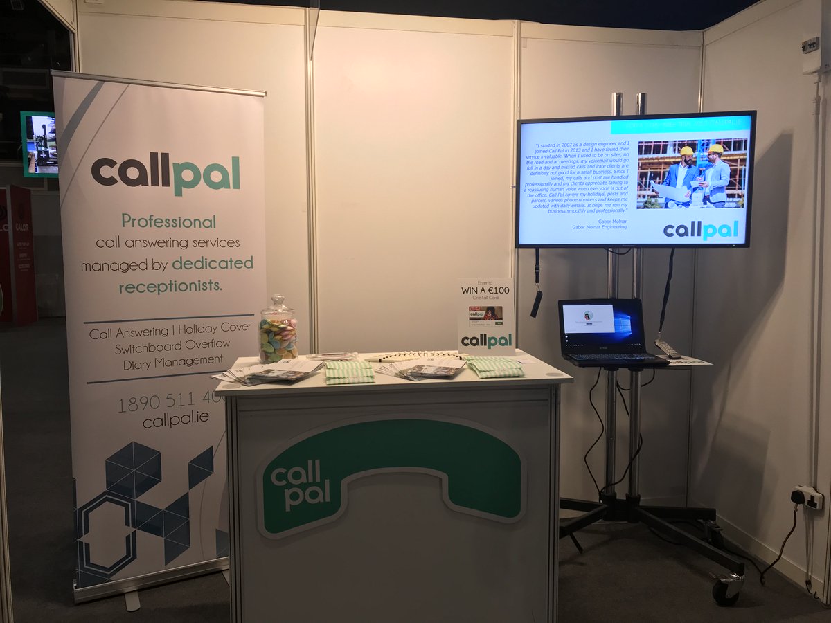 callpalnews's tweet photo. The Call Pal team are all set up and ready to go at today’s #ConstructSummit. Pop by stand I16 to find out more....and win a prize! #Rebuild18 #Construction18 @PremPub https://t.co/fpLquactE2
