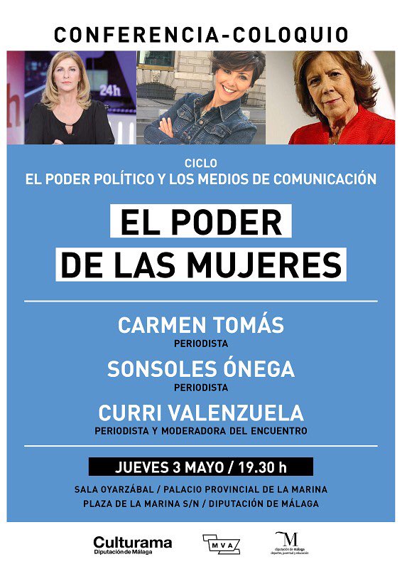 El jueves 3 de mayo a las 19:30 horas en la Sala Isabel Oyarzábal de la Diputación (Plaza de la Marina, 4).

Carmen Tomás y Sonsoles Ónega, próximas invitadas al ciclo ‘El poder político y los medios de comunicación’

Entrada libre hasta completar aforo.

<a href="/FelixLozanoN/">Felix Lozano</a>