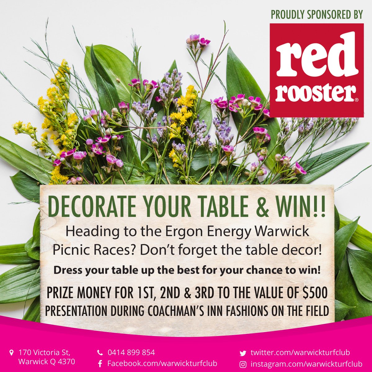 Don't forget the table decor! 

Thanks to Red Rooster Warwick for sponsoring the best dressed table. 

#warwickpicnicraces #welovewarwickraces #fashion #countryracing #racingqueensland #tabledecor