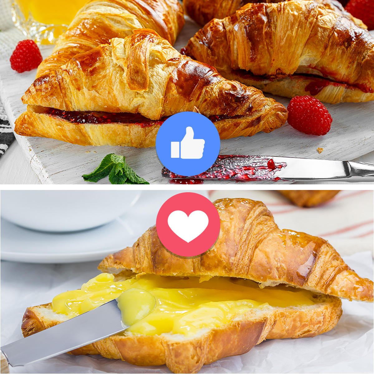 Organyc's tweet photo. La #colazione del cuore inizia con un #croissant... Votate con un'emoji per scegliere:
👍 – con la marmellata
❤️ – ripieno di crema pasticcera https://t.co/aW0KDZhPw4