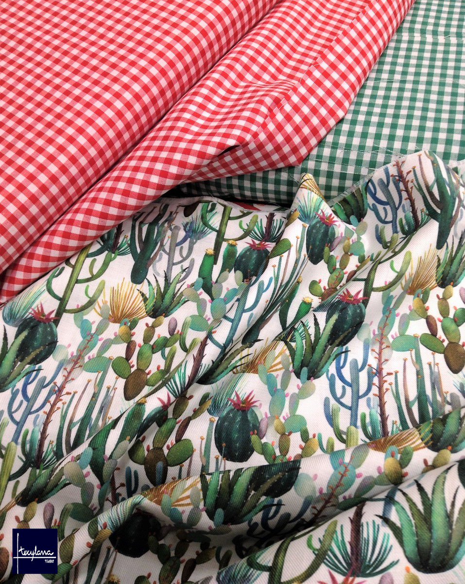 TejidosTexylana's tweet photo. ¡Nos encantan estos divertidos tejidos de algodón para verano!😍 Además de fresquitos, muy en tendencia por sus estampados de cactus y cuadrito vichy.
#Tejidos #ModaAMedida #Texylana #Jaén https://t.co/dGNhJsyLEF
