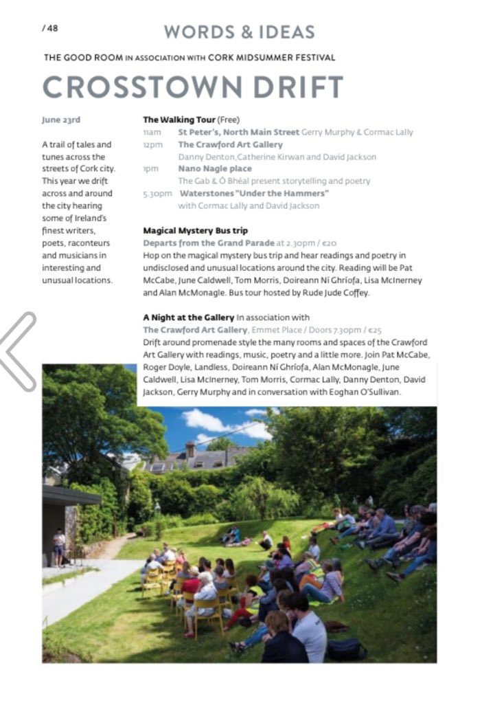 Denise O Donoghue Such A Good Line Up For This Year S Corkmidsummer Festival I M Hoping To Get My Hands On Tickets Tonight For A Night At The Crawfordartgall With A