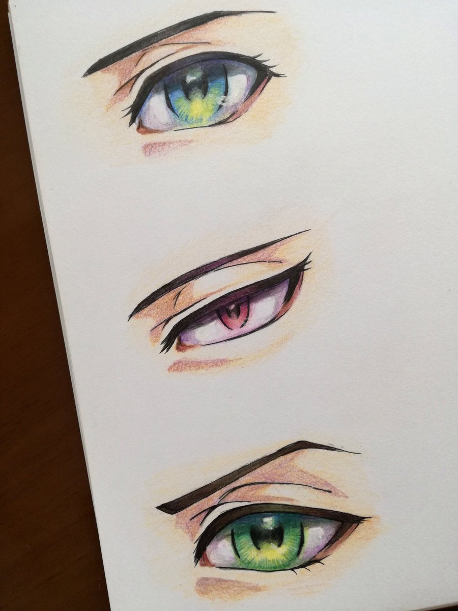 吉丸 Auf Twitter 絵を描くとき目を描くのが好きだということに気づき目だけ描いて満足している今日このごろ 色鉛筆 イラストマーカー
