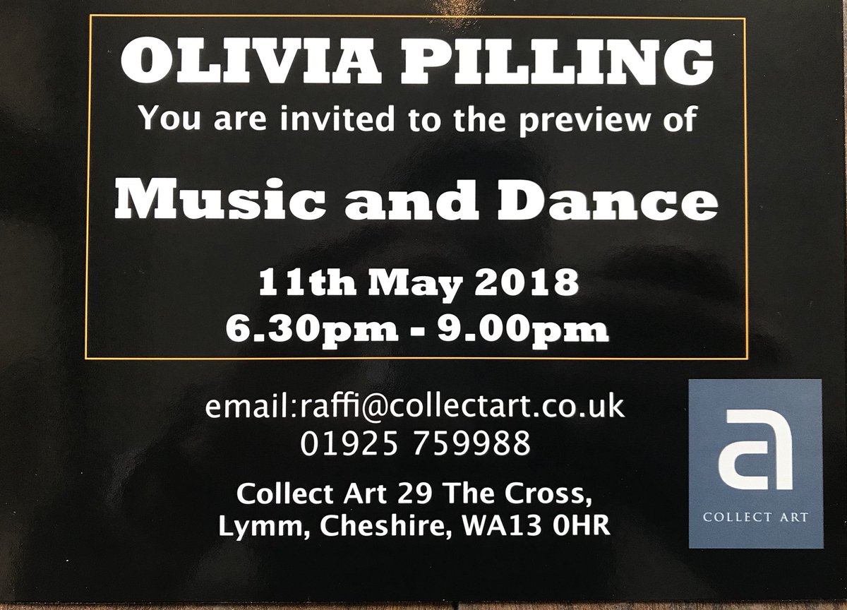 You’re all invited!! <a href="/olivia_pilling/">Olivia Pilling</a> #oliviapilling #musicanddance #music #dance #exhibition #collectart #gallery #lymm #cheshire #openingnight #preview