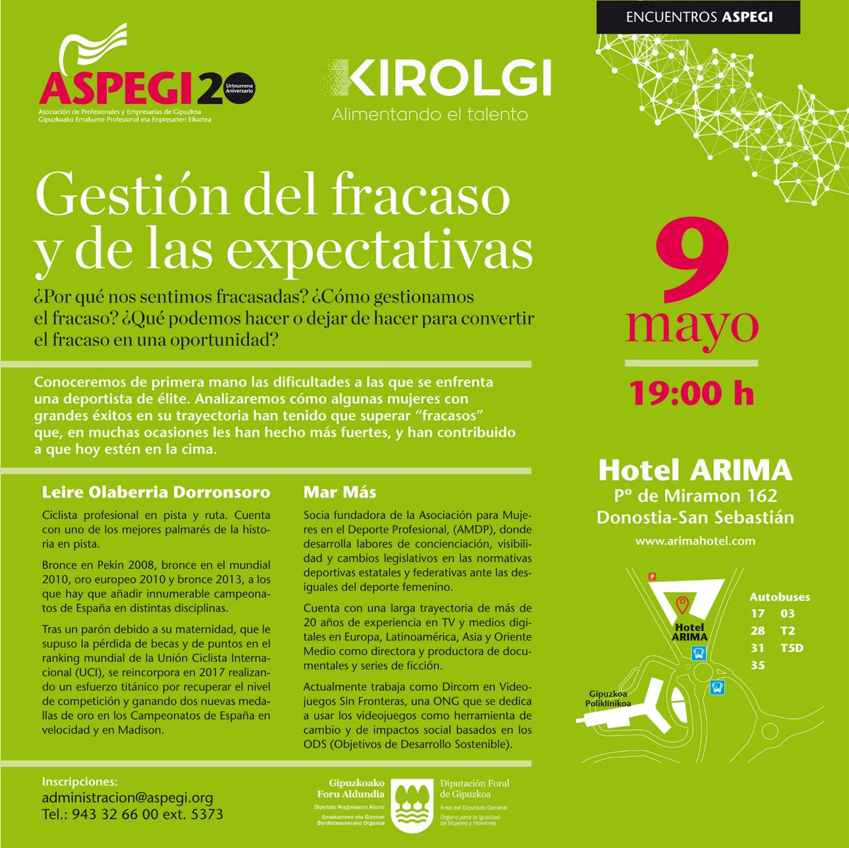 ASPEGI's tweet photo. Encuentro 9 de mayo a laa 19 h Donosti. De la mano de Kirolgi  y su apoyo a las empresas ,  analizaremos cómo algunas mujeres con grandes éxitos en su trayectoria deportiva han tenido que superar “fracasos”. #Empresa #deporte  Inscripciones: 
https://t.co/ac3WGEuKzo https://t.co/V0U49yy1Dc