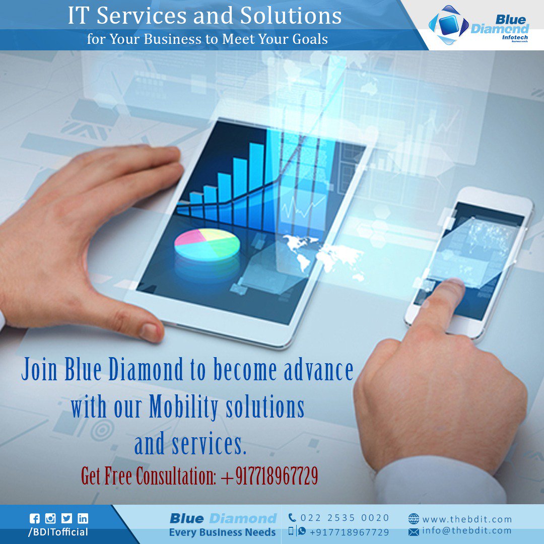 TheBDIT's tweet photo. #IT_Services_and_Solutions:
Join Blue Diamond to become advance with our Mobility solutions and services.
Get Free Consultation: +917718967729
#India #Maharashtra #Mumbai #Technology #Mobility_solutions https://t.co/EOCELDRlT0