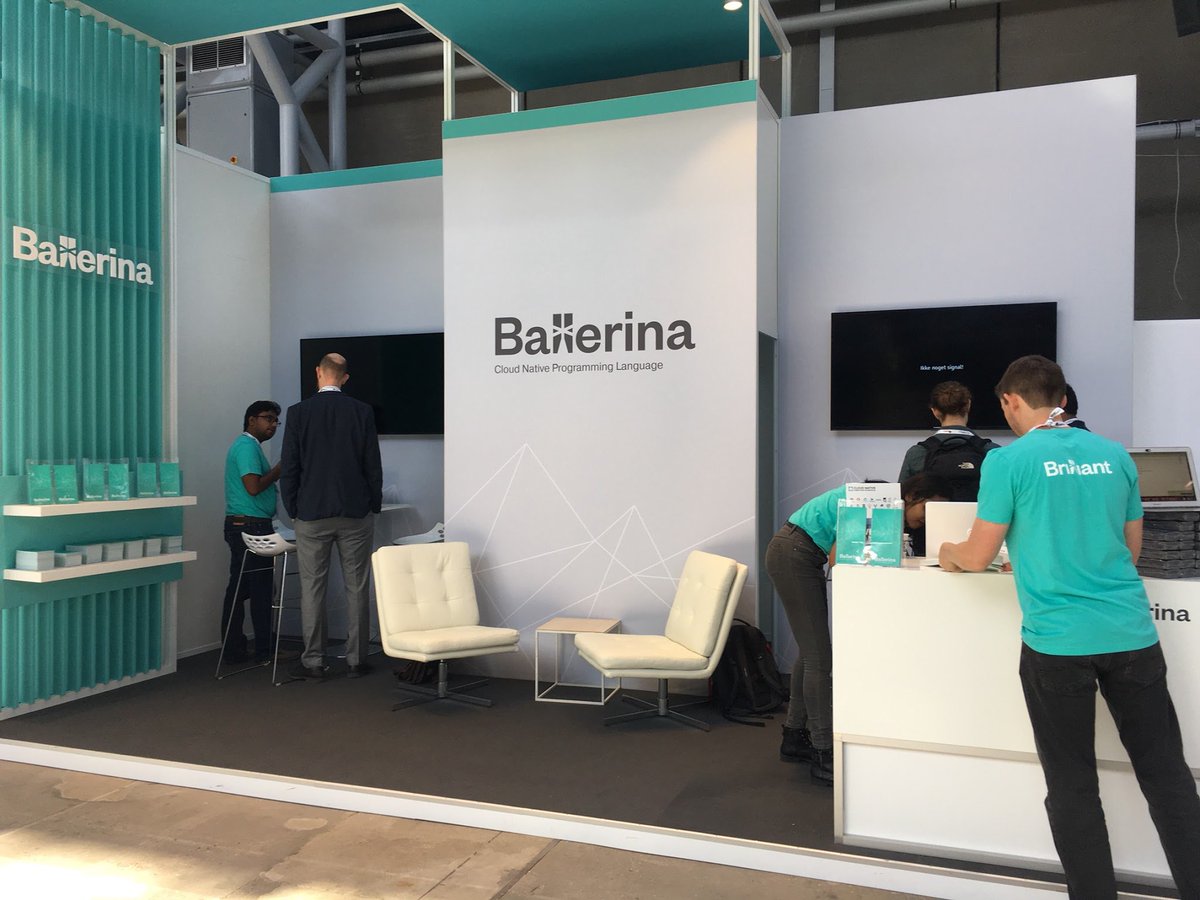 ballerinalang's tweet photo. Live from #KubeCon - get ready to dance with Ballerina! Head over to our booth and explore how Ballerina is co-designed to be agile and integration simple. https://t.co/m1jBf2YNPW  #CloudNative #ProgrammingLanguage #BallerinaPlatform https://t.co/5vBcnibSe2