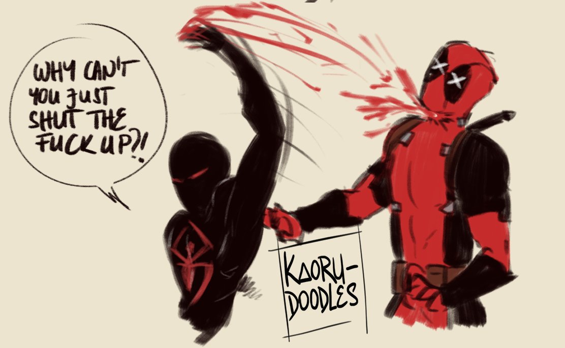 kaoru_doodles's tweet photo. Doodle dump featuring my fav angry #spiderman and an idiot #deadpool who can't shut tf up :'^)
#spidermandeadpoolcomic #spideypool https://t.co/W6aHHLbpgY