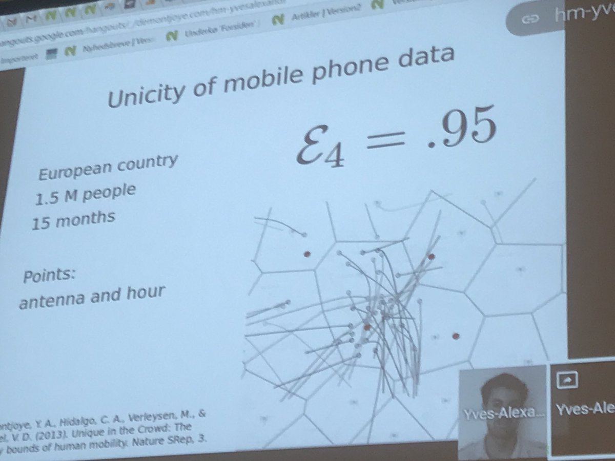 version2dk's tweet photo. Du er afsløret: Med blot fire punkter med lokationsdata på et kort over mobildata kan et individ identificeres med 95 pct sandsynlighed, uanset anonymisering af data, siger Yves-Alexandre de Montjoye fra Imperial College i London på Infosecurity  #infosecdk #itpol #privacydk https://t.co/tYeVVy7zfT