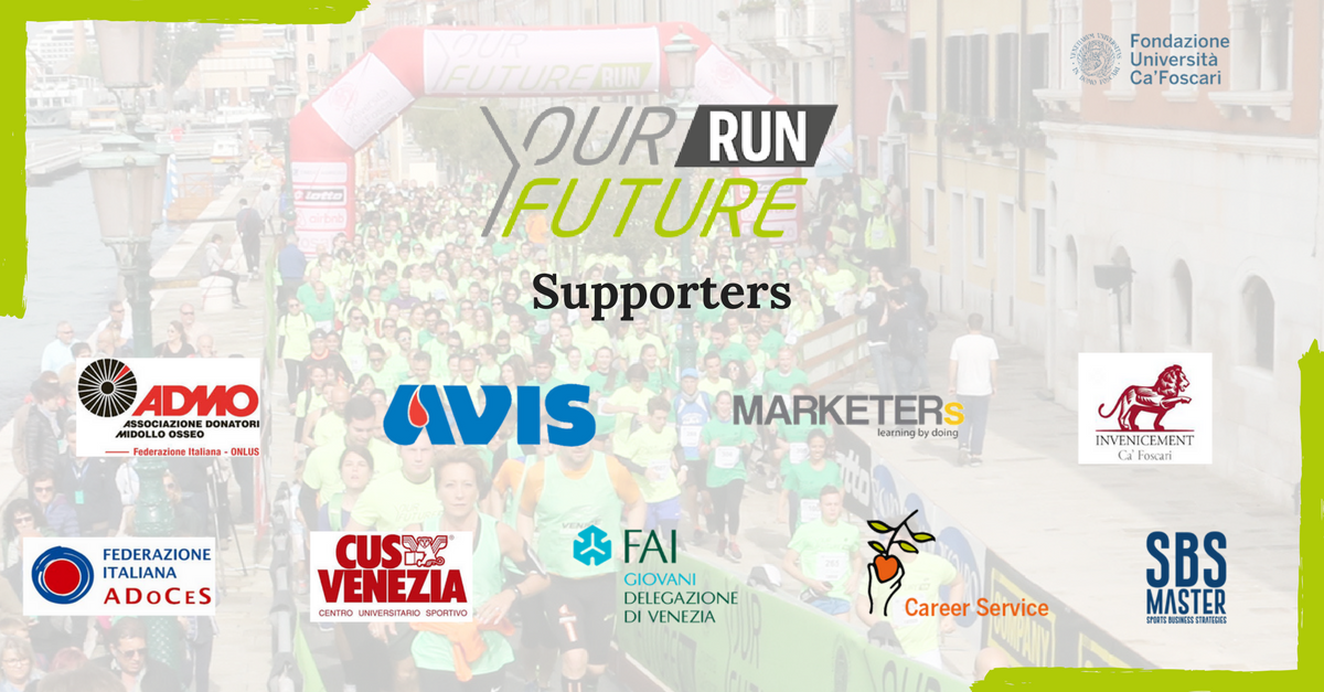 FondCaFoscari's tweet photo. YOUR FUTURE RUN -3
La corsa più cafoscarina dell'anno è ormai alle porte.
Un sentito GRAZIE a tutti i nostri SUPPORTERS
🏃♂️SABATO 5 MAGGIO
⌚️INSCRIZIONI ANCORA APERTE
info 🔜 https://t.co/YiMJEI1pHc
@CaFoscari @CaFoscariAlumni https://t.co/Vr0mwxmDtZ