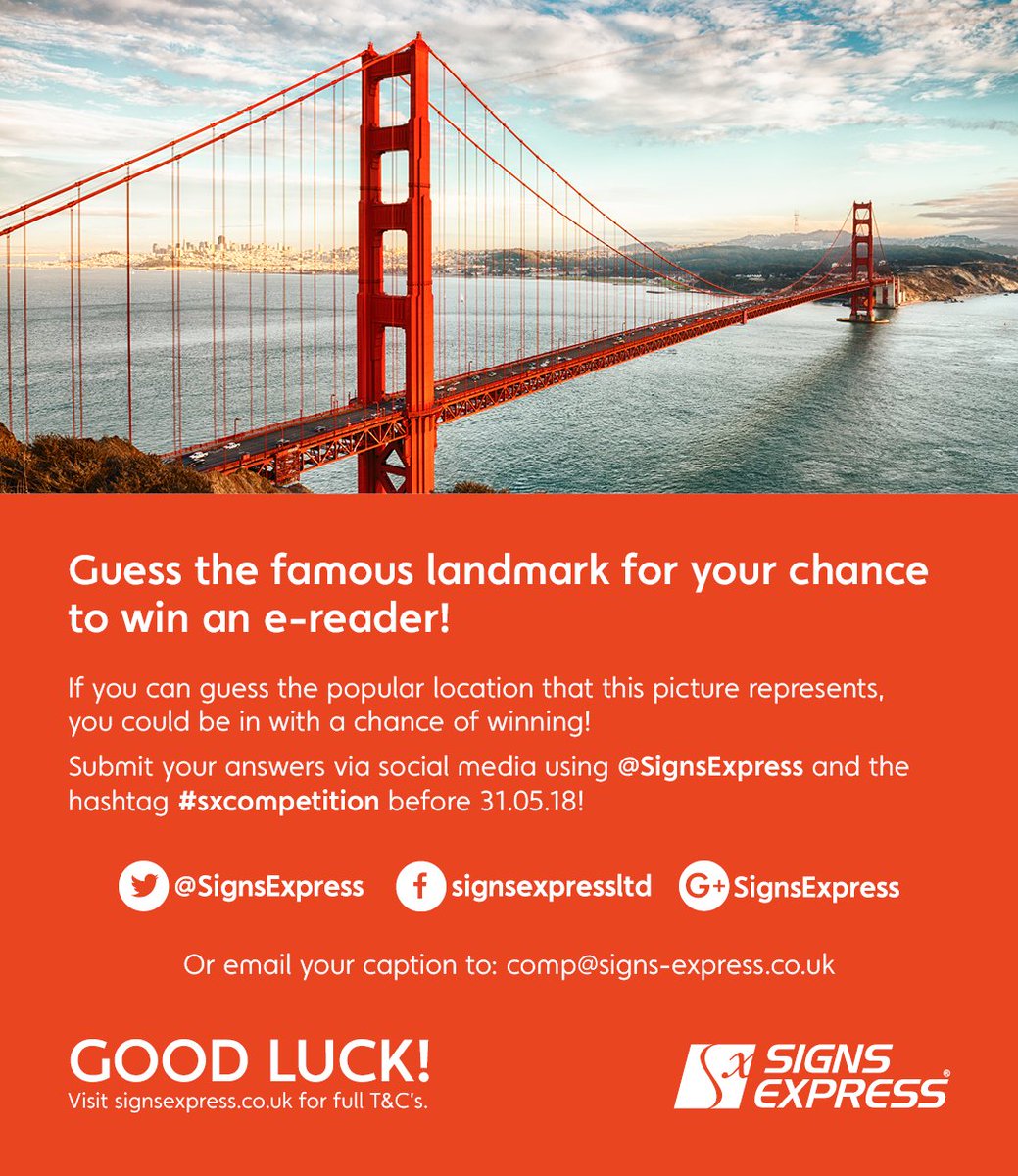 Morning all.

It's competition time again. When you enter to win an e-reader please use the #sxcompetition hashtag or sends an email to comp@signs-express.co.uk with your entry.