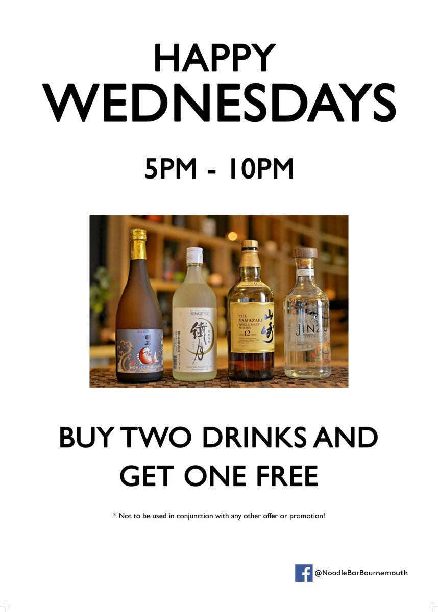 noodlebars's tweet photo. It's #WonderfulWednesday! Buy Two – Get One Free on all drinks at #NoodleBar #Bournemouth. What better way to help you get over the ‘hump’ https://t.co/TKs8bYeZ0d #HappyWednesdays https://t.co/jnbzMhEtSA