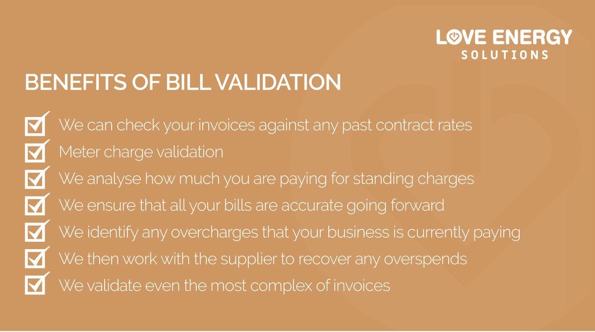 LoveEnergySol's tweet photo. Every year millions of businesses overpay on their energy #bills due to supplier #billing errors. Our comprehensive bill validation service ensures your business is only paying for the energy you use at the rates agreed with your supplier: https://t.co/qEDnhY3UxM
#BillValidation https://t.co/dHlChYuAOP