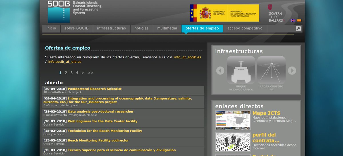 • ¿Quieres formar parte del equipo <a href="/socib_icts/">SOCIB</a>? Consulta nuestras ofertas de empleo 👉🏽bit.ly/2reUZYK
• Do you want to be part of the <a href="/socib_icts/">SOCIB</a> team? Check our job opportunities 👉🏽bit.ly/2rfdnjr 
#ICTSNews #ofertas #OfertasEmpleo #job #JobOpportunity