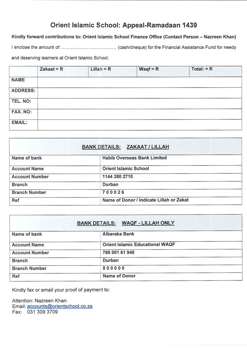 OrientIslamic's tweet photo. Zakaat Appeal Letter 2018 https://t.co/fNVvP1mZr4