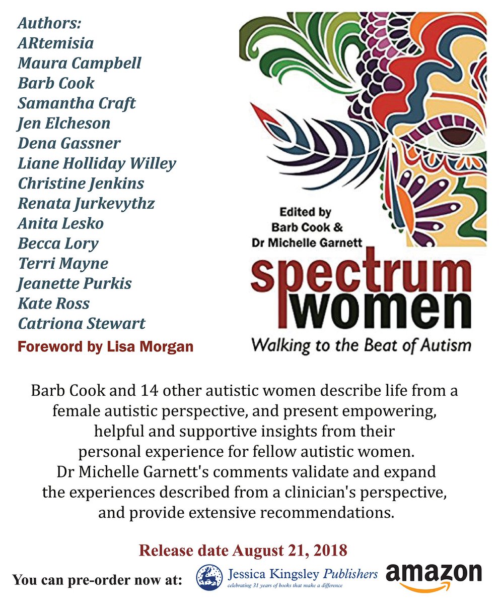 SpectrumBarb's tweet photo. Spectrum Women: Walking to the Beat of the Autism, a revealing in depth book from autistic women around the world. @abcnews @SBS @TheFeedSBS @SBSRadio @ABCRadio @sunriseon7 @theprojecttv https://t.co/388uhWAw6U