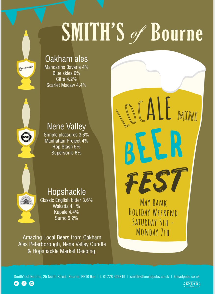 Smith's Of Bourne (@smithsofbourne) on Twitter photo Don’t forget this weekend we will be launching our #locALE mini #beer fest <a href="/SmithsOfBourne/">Smith's Of Bourne</a>. Showcasing <a href="/OakhamAles/">Oakham Ales</a> @NeneValleyBrew <a href="/MRHOPSHACKLE/">NIGEL WRIGHT</a> Come rain or shine worry not! We will have the festival one way or another 💪🏻🍻 Don’t forget this weekend we will be launching our #locALE mini #beer fest <a href="/SmithsOfBourne/">Smith's Of Bourne</a>. Showcasing <a href="/OakhamAles/">Oakham Ales</a> @NeneValleyBrew <a href="/MRHOPSHACKLE/">NIGEL WRIGHT</a> Come rain or shine worry not! We will have the festival one way or another 💪🏻🍻