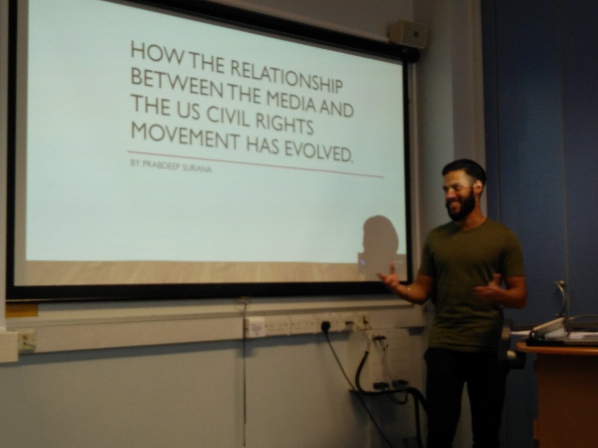 DMUHistory's tweet photo. MA History student Prabdeep Surana speaking about the US Civil Rights movement at @HUMSConference. @dmuleicester @DMUEnglish @HumanitiesDMU #DMUNarratives https://t.co/y9tZYXZueg