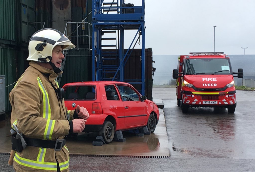 fire_scot's tweet photo. The big day has arrived and we are excited to unveil the latest, proven firefighting technology – designed to keep our firefighters and communities safer than ever.

ACO Lewis Ramsay speaks to the gathered crowds as firefighters put on a display with our new appliance. #RDStrong https://t.co/Ma2pUhGwYo