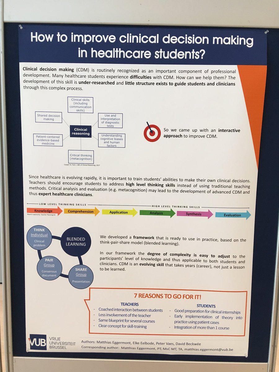 Matthia17017146's tweet photo. How to improve CDM in healthcare (physiotherapy) students? @VUBrussel @JBIEBHC https://t.co/WKpFhlJiA4