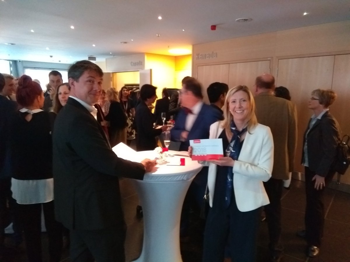 ChrisBegleyONT's tweet photo. The @GairdnerAwards ceremony in Berlin @CanEmbGermany ... Another German winner! Ontario and Germany share many things, including our passion to support science. We love that our award goes to international researchers https://t.co/MiiYJoODZV
