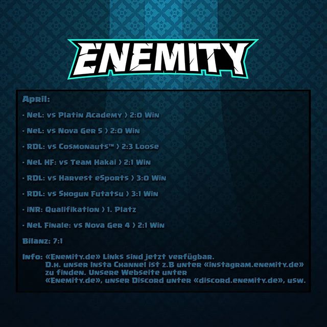 Enemity_eSports's tweet photo. Hier die Spielübersicht vom April. Wie unten im Bild steht haben wir jetzt unseren eigenen Link zu allen Social Media Accounts. Zudem ging heute die CW Season vorbei. Wir suchen momentan noch Mitglieder für unseren Clan. Zur Zeit sind wir 30 und haben jeden CW ohne Probleme gewon https://t.co/wafIwVuOIS