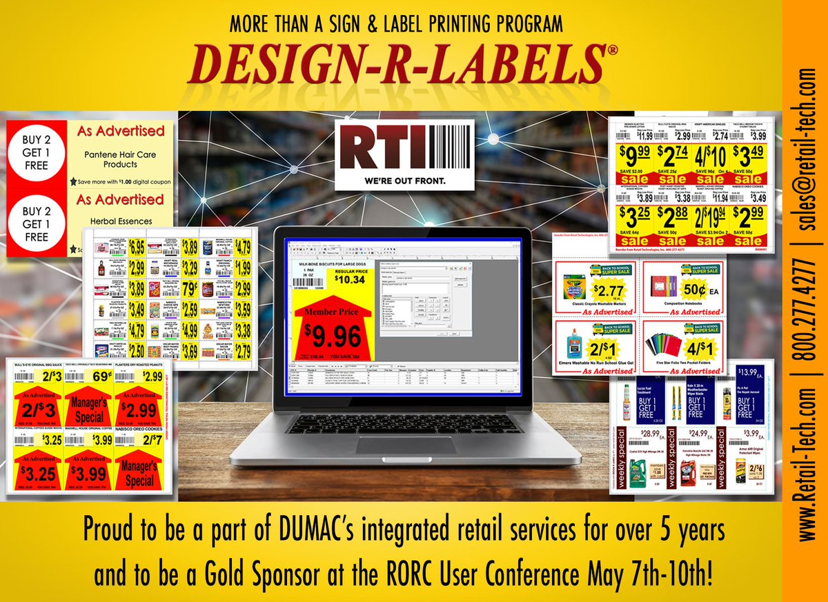 RTI_RetailTech's tweet image. We are proud to be a #GoldSponsor at the @RDSOKC RORC User Conference next week in Grapevine, TX. Make sure to connect with #RTI Shelf-Edge Specialist, Steve Anderson, to learn about #integrated #retail #solutions from @RTI_RetailTech and @RDSOKC