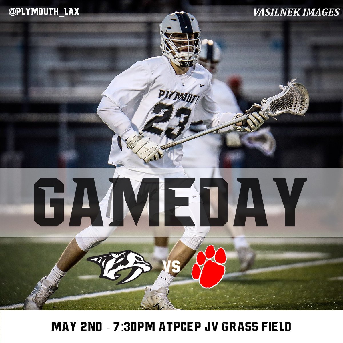 Plymouth_Lax's tweet photo. GAMEDAY! Home game against KLAA opponent Grand Blanc at PCEP JV Grass Field! JV at 5:30, Varsity at 7:30pm @PHSWildcats @MPVasilnek @GBCSBobcats https://t.co/F5Qu3a8xdv