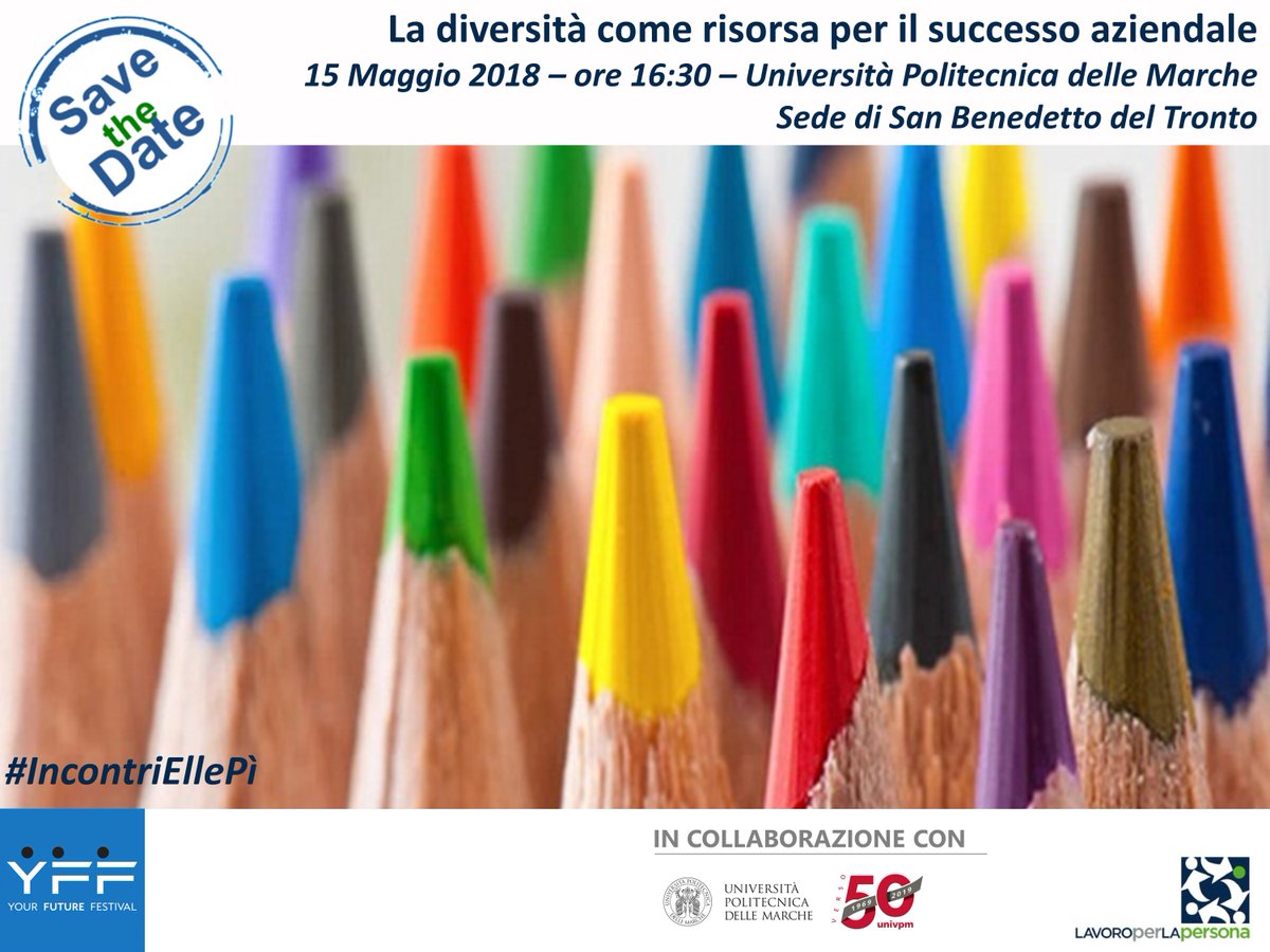 infoellepi's tweet photo. La Fondazione propone all'interno del Your Future Festival 2018 un incontro per valorizzare il valore generato dalla diversità all'interno delle organizzazioni - martedì 15 Maggio ore 16:30 nella sede di San Benedetto. del Tronto

Per info: https://t.co/Q8SVVzadio https://t.co/k6UUo0oHJk