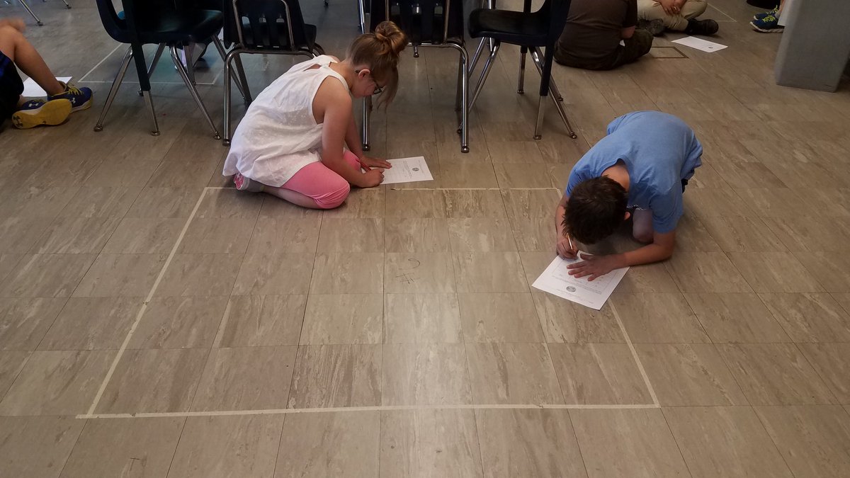 BrittanyGenther's tweet photo. Oh no! A piano fell and broke the floor tiles. 3rd graders are working with perimeter and area to figure out how much of the floor we need to replace. @TeamGobles #funwithmath #movementinlearning https://t.co/WN4TATBiKI