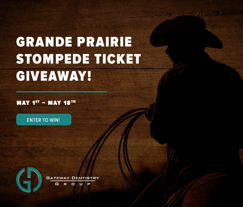 Gateway_Dentist's tweet image. Calling all #GrandePrairie residents! We're giving away 4 tickets to the #GPStompede! Find out how you can enter today: buff.ly/2HIw1vp