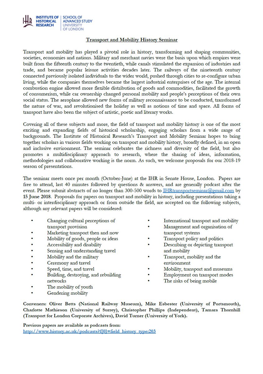 Mobility in History Blog (MobilityHistory) Twitter