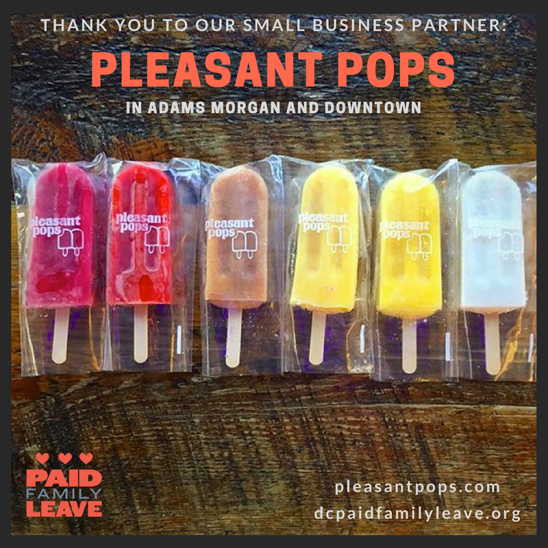 DCPaidLeave's tweet image. Happy #DCSmallBizWeek! Show your #DCValues by supporting small businesses that support DC families, like @pleasantpops!