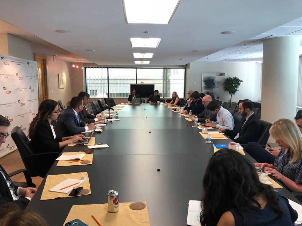 ARGinUSA's tweet photo. NOW: Senator @estebanbullrich at @ASCOA DC on the future of #work &amp; “redesigning the #education system in #Argentina to create jobs and strengthen necessary skills required by technology” 🇦🇷 https://t.co/cocJDAVl7p