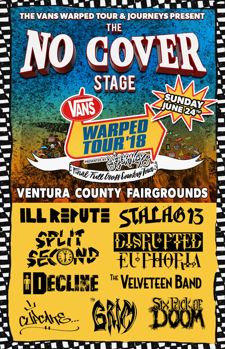 SplitSecondRock's tweet photo. Sunday, June 24th! We are honored to be playing the final @VansWarpedTour on the No Cover stage! Save the date!

#SplitSecondRock #Ventura #WarpedTour https://t.co/DKeMhNeKOK