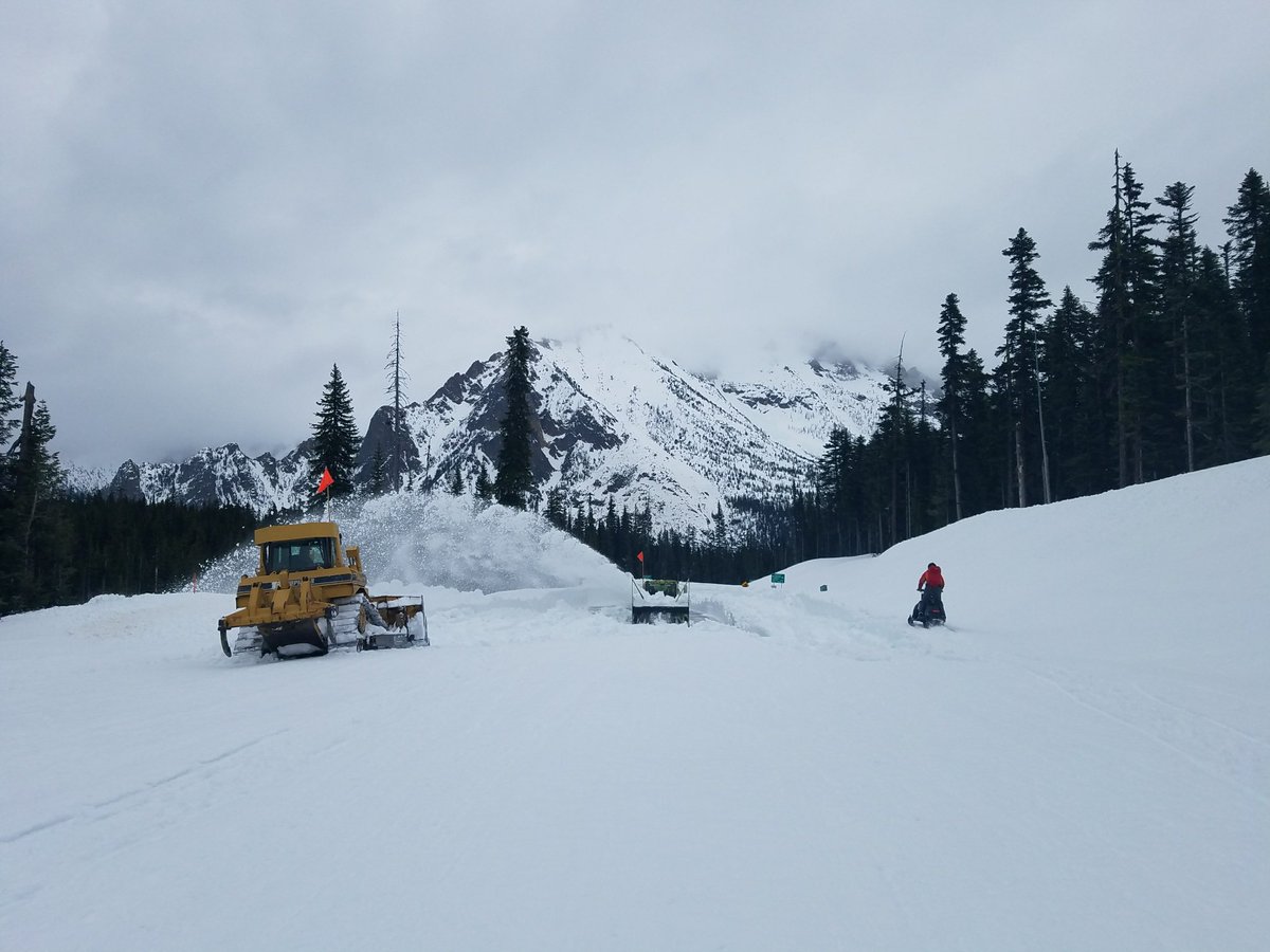wsdot's tweet photo. Getting a lot of questions about if SR 20 North Cascades Hwy will be open by this weekend. No, it won't be. Still plenty of deep snow to clear & guardrails to repair. Follow @wsdot_north & @WSDOT_East for updates. https://t.co/LKbhwgoel4