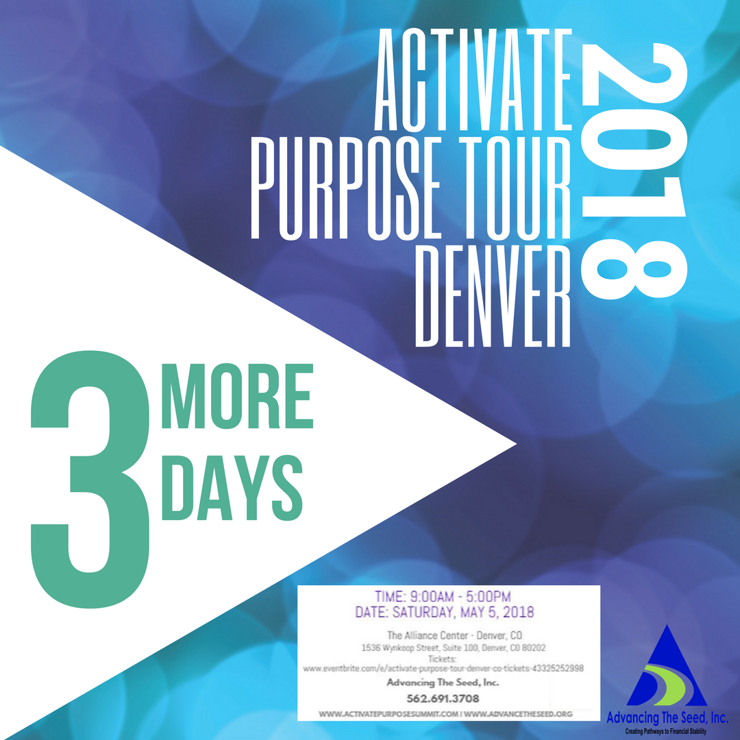 AdvanceTheSeed's tweet photo. 3 MORE DAYSS!! Breakfast. Workshops. Speakers. Lunch. Panels. Don't miss the fun. Join us to be #inspired and #motivated to #ActivatePurpose #AdvanceTheSeed https://t.co/Ci98SkLCAS https://t.co/DYujUEEpu5