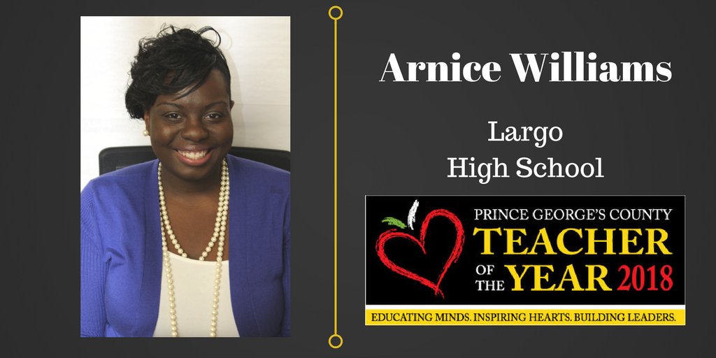 pgcps's tweet photo. AND NEXT: Arnice Williams, teacher and math department chair at Largo High School is a Teacher of the Year finalist! #PGCPSTOTY18 @AfieMirshah @laurelhigh2k18 @Largohsmd 

▶️Learn more: https://t.co/xd1OZkBg6n … … https://t.co/Wu992PDCeV
