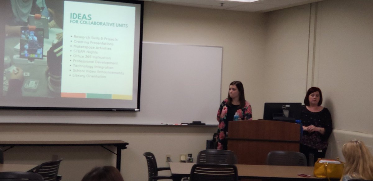MNPSLearningTec's tweet photo. Collaborative teaming is essential, proud of Katelyn Jernigan (librarian) and Lori Kahley (technology teacher) for leading a session on collaboration magic. #mnpslt #mnpslibhack #mnpslibtech https://t.co/waLPLyjiuy