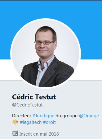 Bienvenue sur Twitter à <a href="/CedricTestut/">Cédric Testut</a>, Directeur Juridique du Groupe <a href="/orange/">Orange</a> !